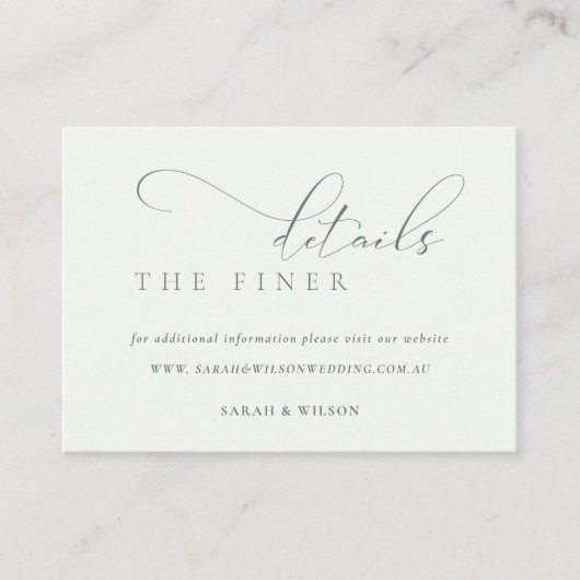 Carte D'accompagnement Détails du site Web du Mariage noir simple Script (Devant)