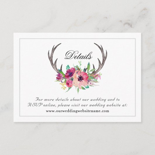 Carte D'accompagnement Détails du site Web mariage (Devant)