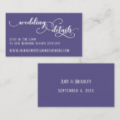 Carte D'accompagnement Détails du site Web mariage Élégant Script violet (Devant / Derrière)