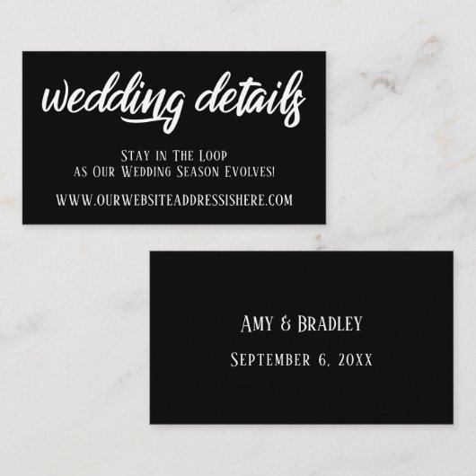 Carte D'accompagnement Détails du site web mariage en Élégant Script, Noi (Devant / Derrière)
