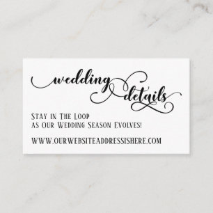 Carte D'accompagnement Détails du site Web mariage en Script détaillé, bl