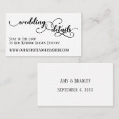 Carte D'accompagnement Détails du site Web mariage en Script détaillé, bl (Devant / Derrière)