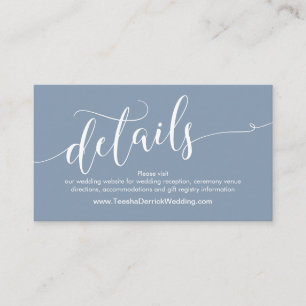 Carte D'accompagnement Détails du site web Mariage magnifique, Dusty Blue