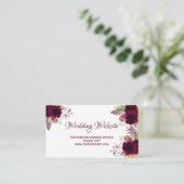 Carte D'accompagnement détails du site web mariage rose floral bordeaux (Debout devant)