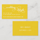 Carte D'accompagnement Détails du site web mariage Script Mustard Jaune (Devant / Derrière)