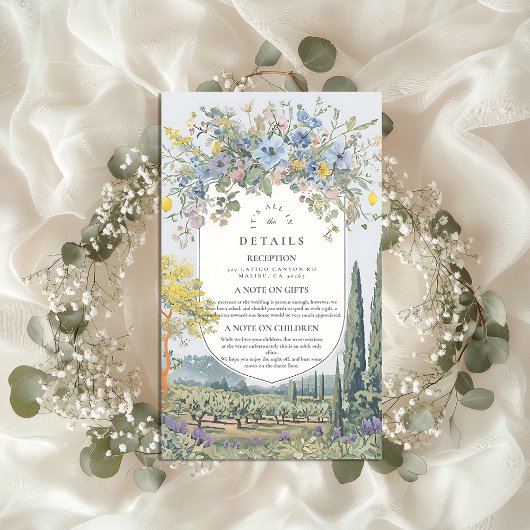 Carte D'accompagnement Détails du vignoble Wildflower