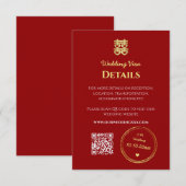 Carte D'accompagnement Détails du visa d'entrée mariage chinois rouge fon (Devant / Derrière)