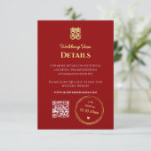 Carte D'accompagnement Détails du visa d'entrée mariage chinois rouge fon (Debout devant)