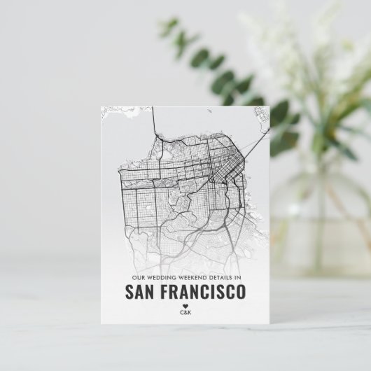 Carte D'accompagnement Détails du week-end de mariage à San Francisco (Debout devant)