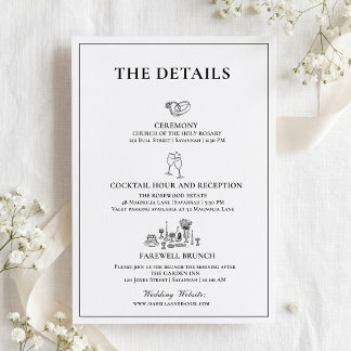 Carte D'accompagnement Détails du week-end de mariage élégant Calendrier