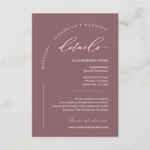 Carte D'accompagnement Détails d'un mariage romantique violet poussiéreux