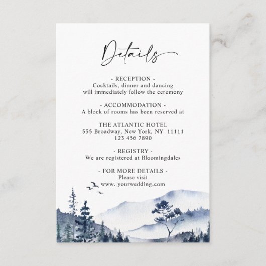 Carte D'accompagnement Détails élégants de forêt brumeuse à l'aquarelle (Devant)