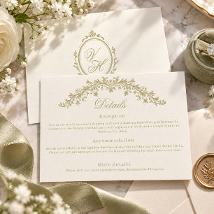 Carte D'accompagnement Détails Élégants de Mariage d'Ère Régence