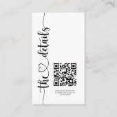 Carte D'accompagnement Détails élégants du Mariage de script noir et blan (Devant)