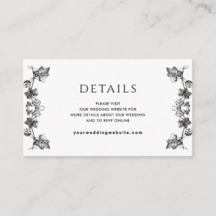 Carte D'accompagnement Détails élégants / ou autre Mariage floral noir