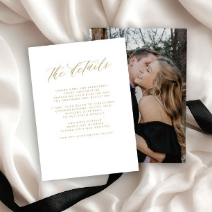 Carte D'accompagnement Détails élégants pour invités de mariage en or et
