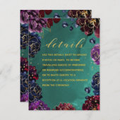 Carte D'accompagnement Détails et RSVP de Saphir Bordeaux Sarcelle Tons d (Devant / Derrière)