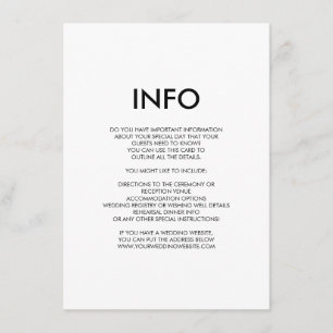 Carte D'accompagnement Détails/fiche d'information minimaux et modernes p