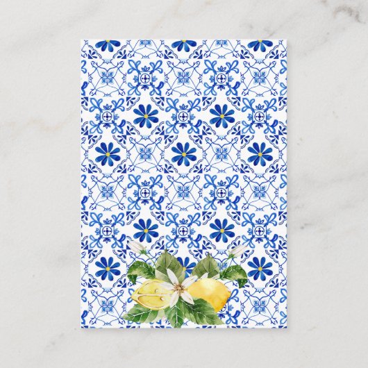 Carte D'accompagnement Détails Floral citron jaune italien (Dos)