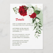 Carte D'accompagnement détails floraux blancs et rouges de verdure (Devant)