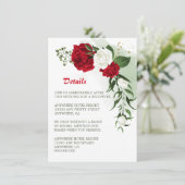 Carte D'accompagnement détails floraux blancs et rouges de verdure (Debout devant)