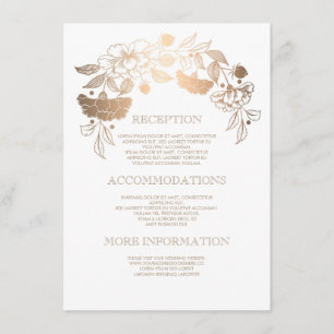 Carte D'accompagnement Détails floraux de mariage d'or - l'information