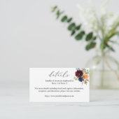 Carte D'accompagnement Détails floraux de Navy Blue, Bourgogne et Pêche S (Debout devant)