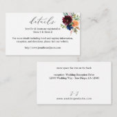 Carte D'accompagnement Détails floraux de Navy Blue, Bourgogne et Pêche S (Devant / Derrière)