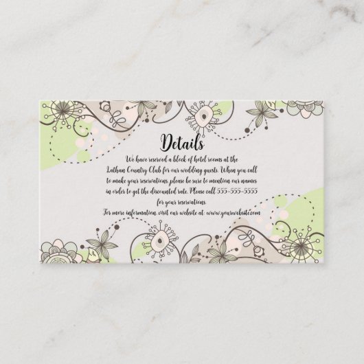 Carte D'accompagnement Détails floraux Whimsy modifiable du Mariage (Devant)