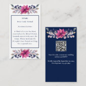 Carte D'accompagnement Détails Fuchsia Pink Navy Enseigne QR Code RSVP (Devant / Derrière)