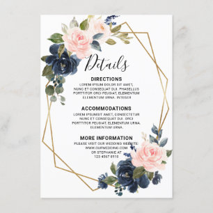 Carte D'accompagnement Détails géométriques bleus roses bleus de la marin