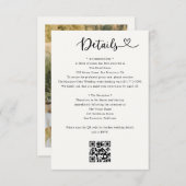 Carte D'accompagnement Details Heart QR Code RSVP Wedding  Enclosure Card (Devant / Derrière)