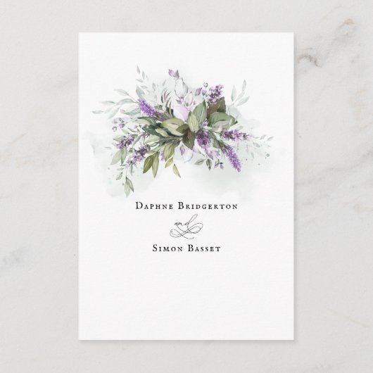 Carte D'accompagnement Détails Lavender Greenery Script Mariage (Dos)