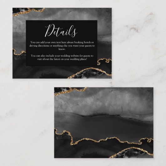 Carte D'accompagnement Détails mariage Classic Formal Black Agate (Devant / Derrière)
