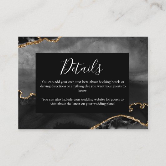 Carte D'accompagnement Détails mariage Classic Formal Black Agate (Devant)