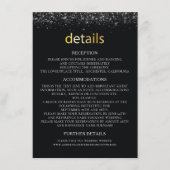 Carte D'accompagnement Détails mariage Design noir avec détails de Partie (Devant)