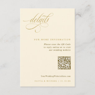 Carte D'accompagnement Détails Mariage Elegant Gold Ecru