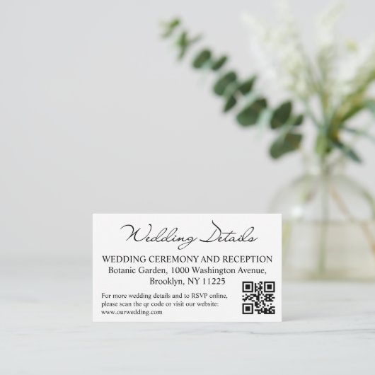 Carte D'accompagnement détails mariage et code rsvp qr photo moderne (Debout devant)