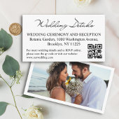 Carte D'accompagnement détails mariage et code rsvp qr photo moderne