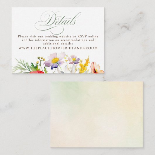 Carte D'accompagnement Détails Mariage fleur sauvage Petit (Devant / Derrière)