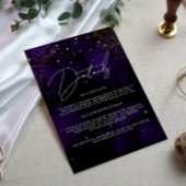 Carte D'accompagnement Détails Mariage foncé violet magique or noir