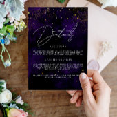 Carte D'accompagnement Détails Mariage foncé violet magique or noir