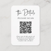 Carte D'accompagnement Détails Mariage moderne simple avec code QR (Devant)