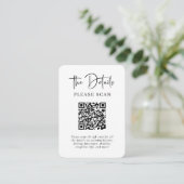 Carte D'accompagnement Détails Mariage moderne simple avec code QR (Debout devant)