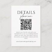 Carte D'accompagnement Détails Mariage moderne simple avec code QR (Devant)