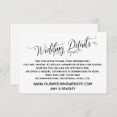 Carte D'accompagnement Détails Mariage noir et blanc simple et élégant (Devant / Derrière)