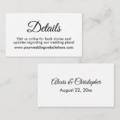 Carte D'accompagnement Détails Mariage noir et blanc simple et élégant (Devant / Derrière)