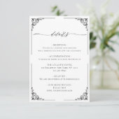 Carte D'accompagnement Détails Mariage Noir Et Blanc Simple Et Élégant (Debout devant)