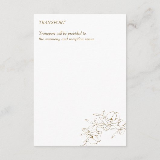 Carte D'accompagnement détails mariage or botanique simple élégant (Dos)
