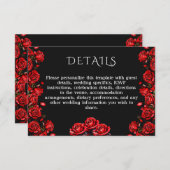 Carte D'accompagnement Détails Mariage Red Roses (Devant / Derrière)